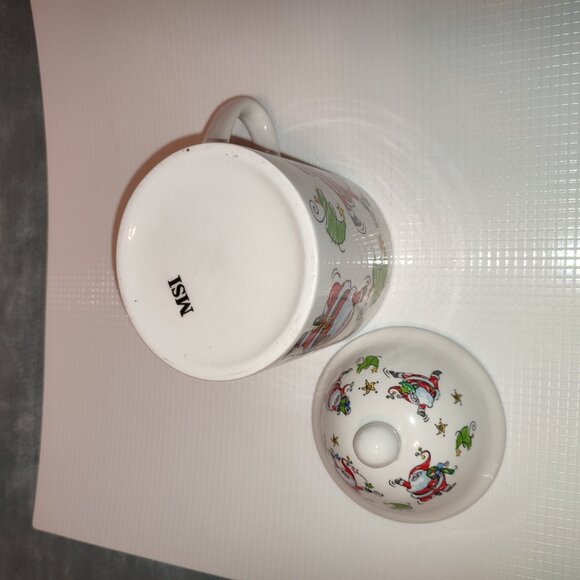 Santa Christmas Mug with Lid Tea Coffee Chocolate Candy MSI Vintage Ceramic - Picture 11 of 11